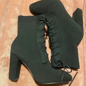 black bootie heels